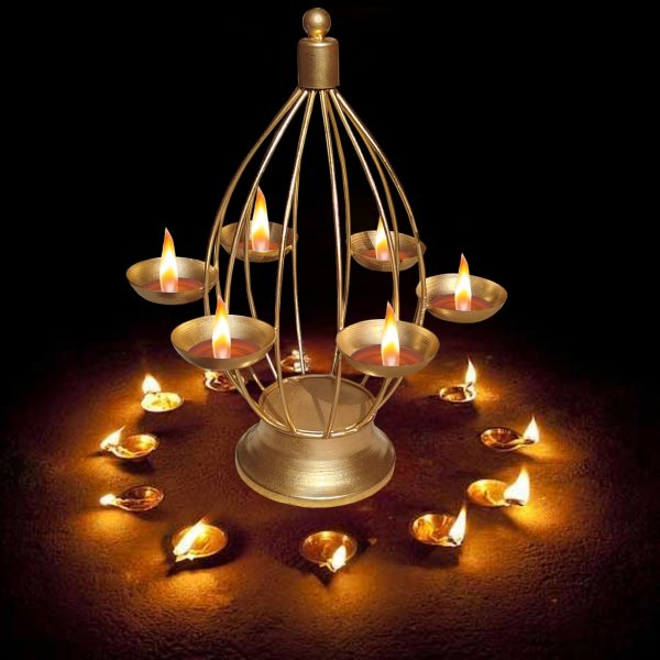 Diya Stand Diwali Decoration for Home Golden Set of 1 Pc | Deepak for Pooja |